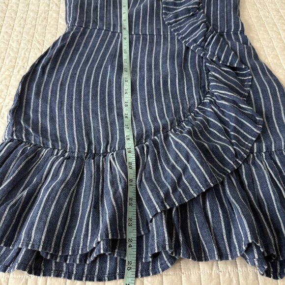 Alexis Konner one-shoulder striped mini dress in a blue and white linen blend, M - Picture 13 of 14